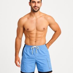 BEVERLY HILLS POLO CLUB Men's Blue Swim Short Trunks Size S